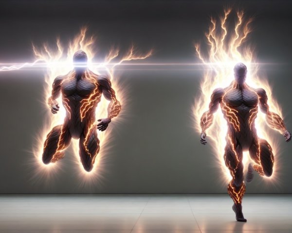 Humanoid Figures Emitting Electrifying Energy Arcs