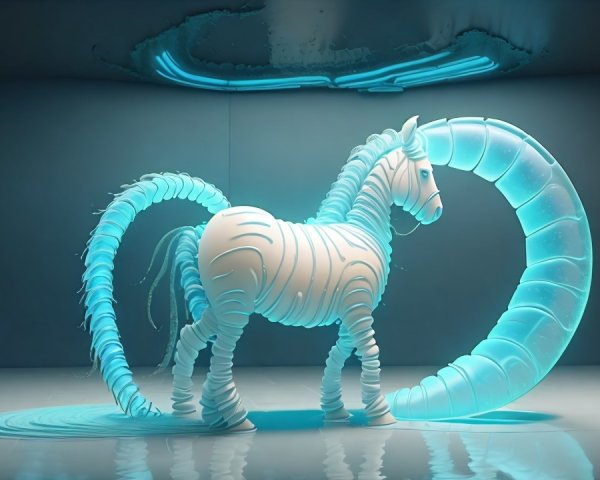 Glowing Horse Sculpture in Modern Minimalist Room