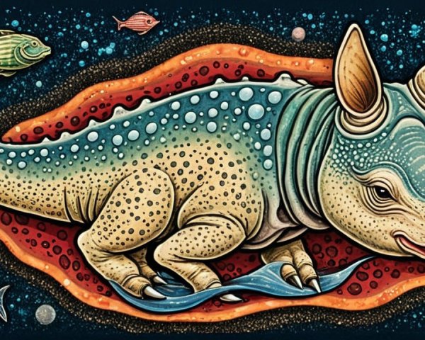 Whimsical Creature with Colorful Textured Skin