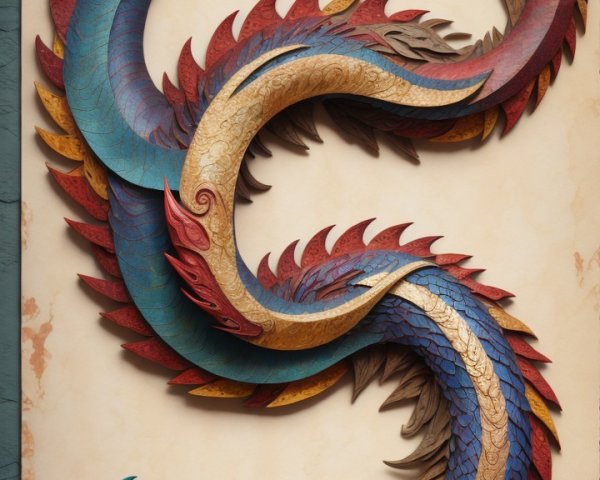 Intricate Design of Intertwining Dragons in Vibrant Colors