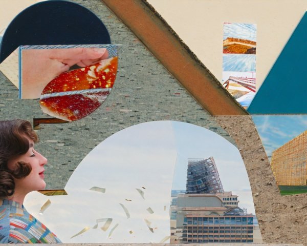 Collage of Textures and Colors with Geometric Shapes