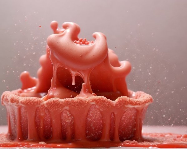 Surreal Dessert with Vibrant Pink Icing and Cupcake Base