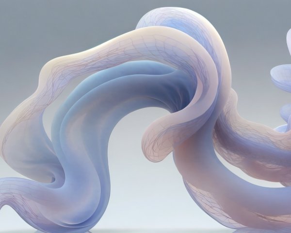 Ethereal pastel sculpture with flowing translucent forms