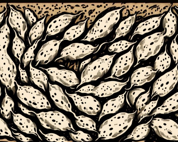 Stylized Leaf Arrangement with Intricate Patterns
