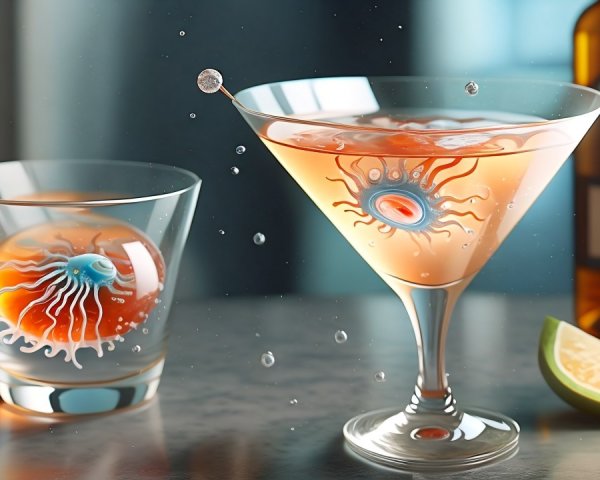 Stylish Cocktail Setting with Vibrant Drink Designs