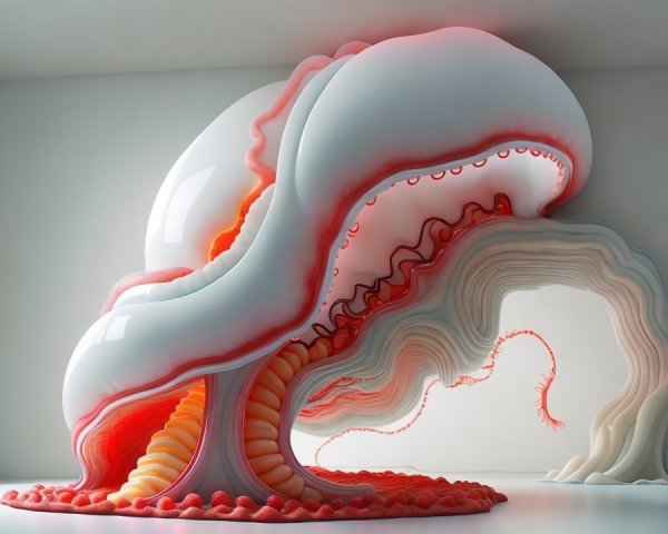 Surreal Abstract Sculpture with Vibrant Organic Curves