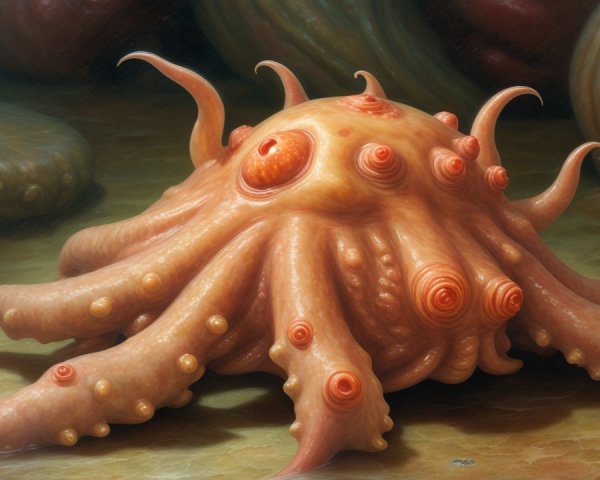 Fantastical Marine Creature with Coral-Like Body