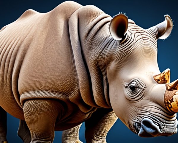 Hyper-realistic depiction of a rhinoceros with details
