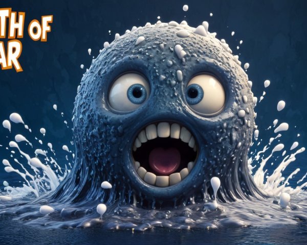 Cartoonish creature with bubbly form and frothy bubbles