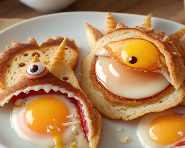 Whimsical Breakfast Scene with Egg Creations