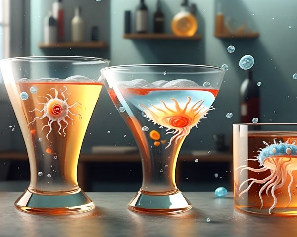 Artistic Cocktails in Elegant Glassware Display