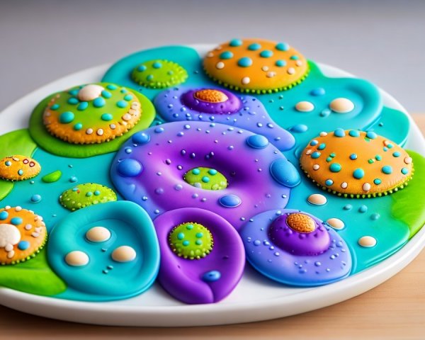 Colorful Fondant Decorations in Abstract Shapes