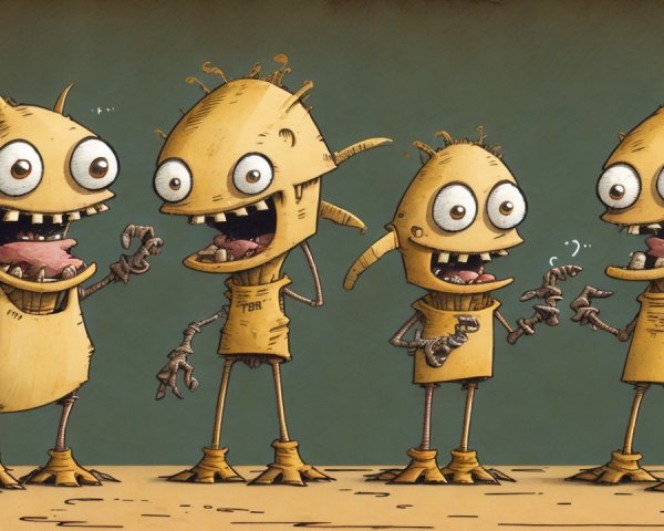 Quirky Cartoon Robots with Distinct Expressions