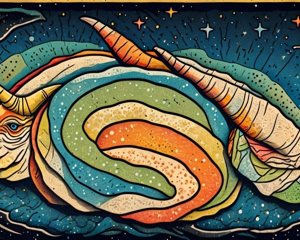 Vibrant Dragon-Like Creature with Bold Colors and Patterns