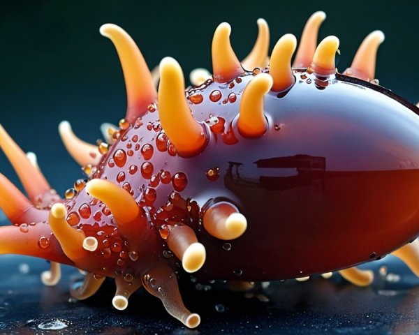 Surreal Glossy Marine Creature with Spiky Protrusions