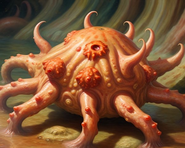 Fantastical Octopus-like Creature in Murky Waters