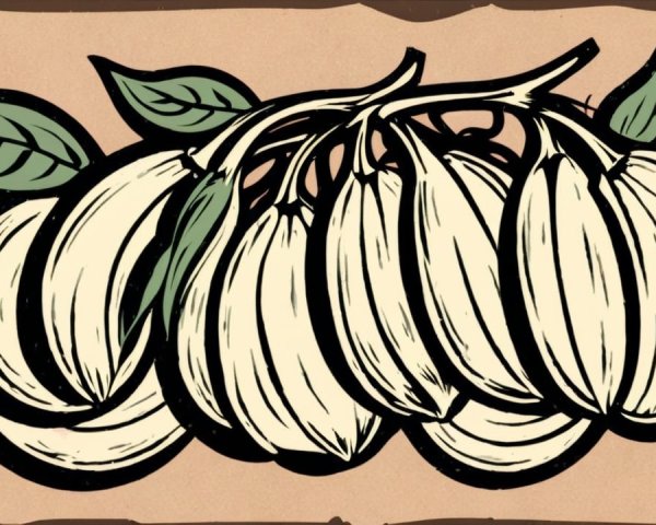 Stylized Vintage Illustration of Bananas and Leaves