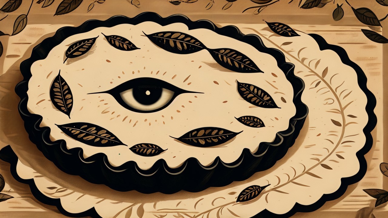 Whimsical Tart with Creamy Filling and Leaf Motif