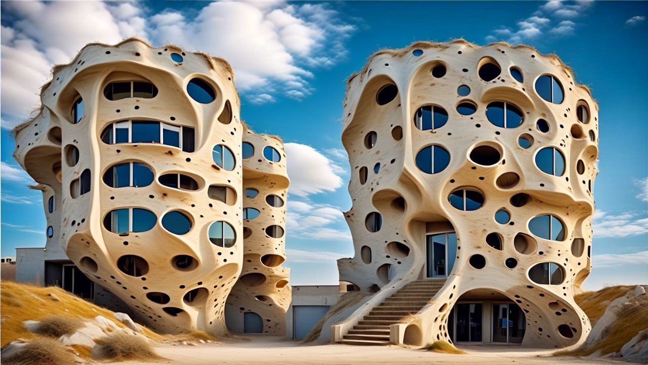 Innovative Organic-Shaped Buildings in Scenic Landscape