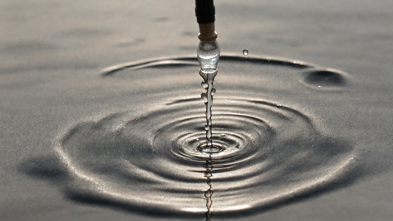 Water Droplet Creating Ripples on Calm Surface