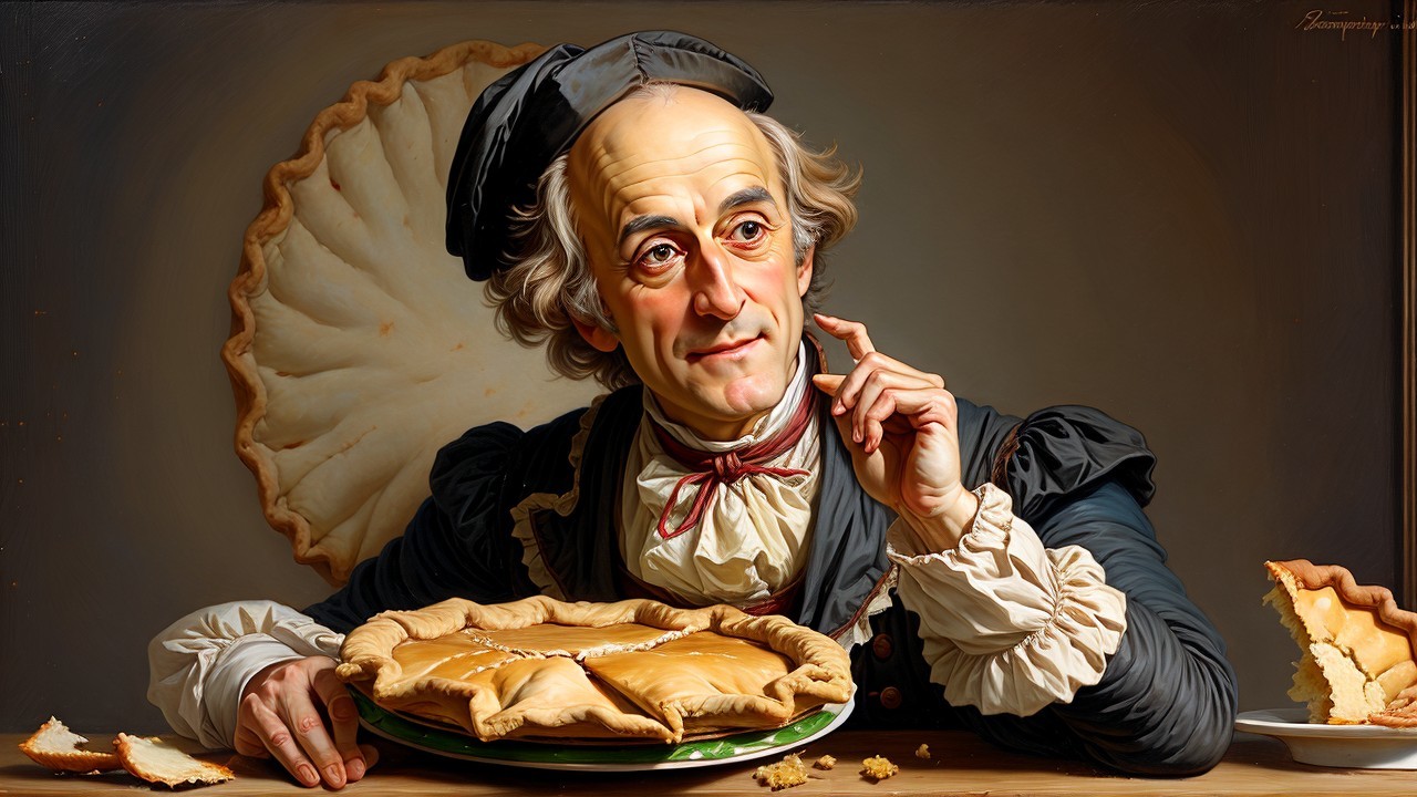 18th-Century Gentleman Contemplating a Pie