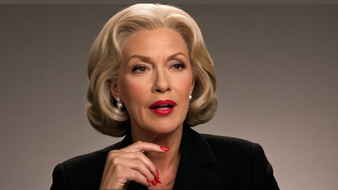 Glamorous Woman in Black Blazer with Pearl Earrings