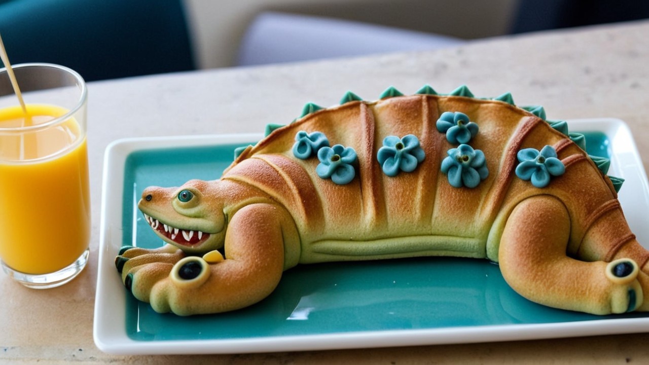 Whimsical Turtle-Shaped Cake with Blue Flowers