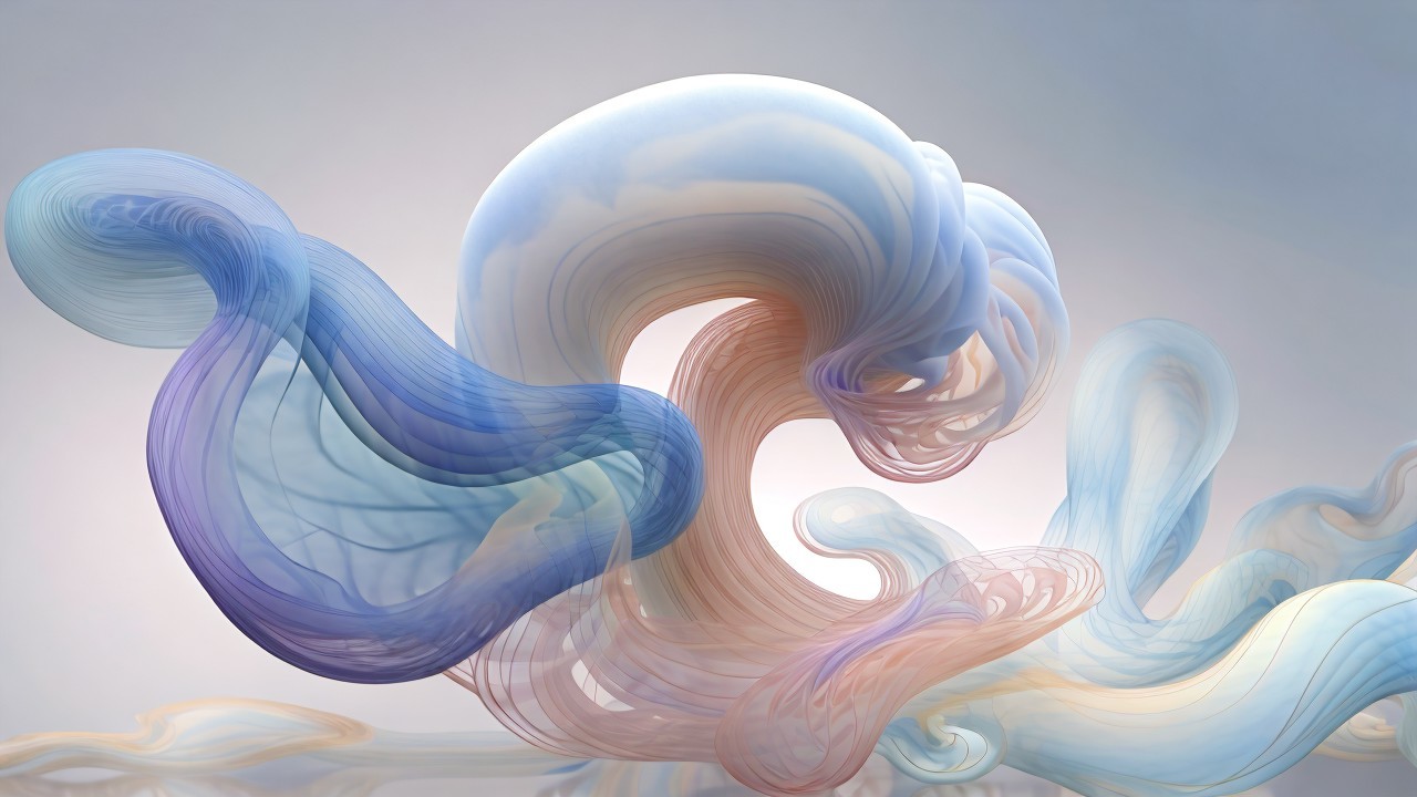 Abstract Composition of Flowing Shapes in Soft Hues