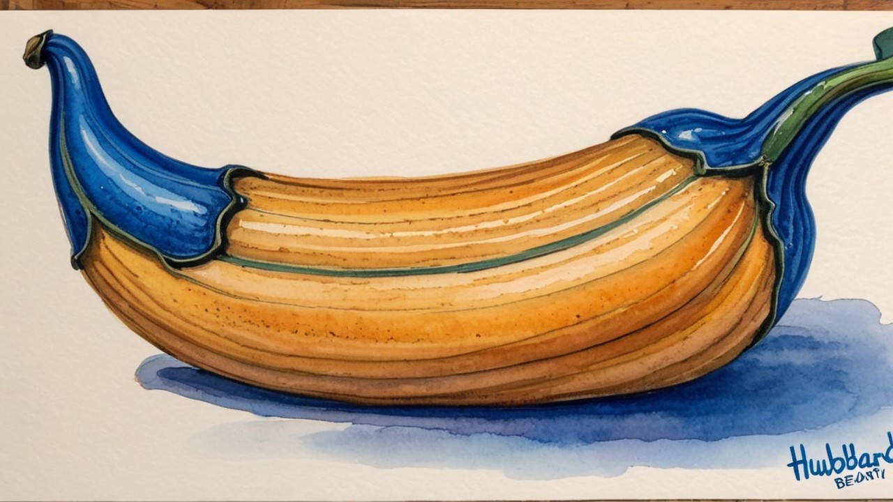 Whimsical Watercolor Painting of a Banana