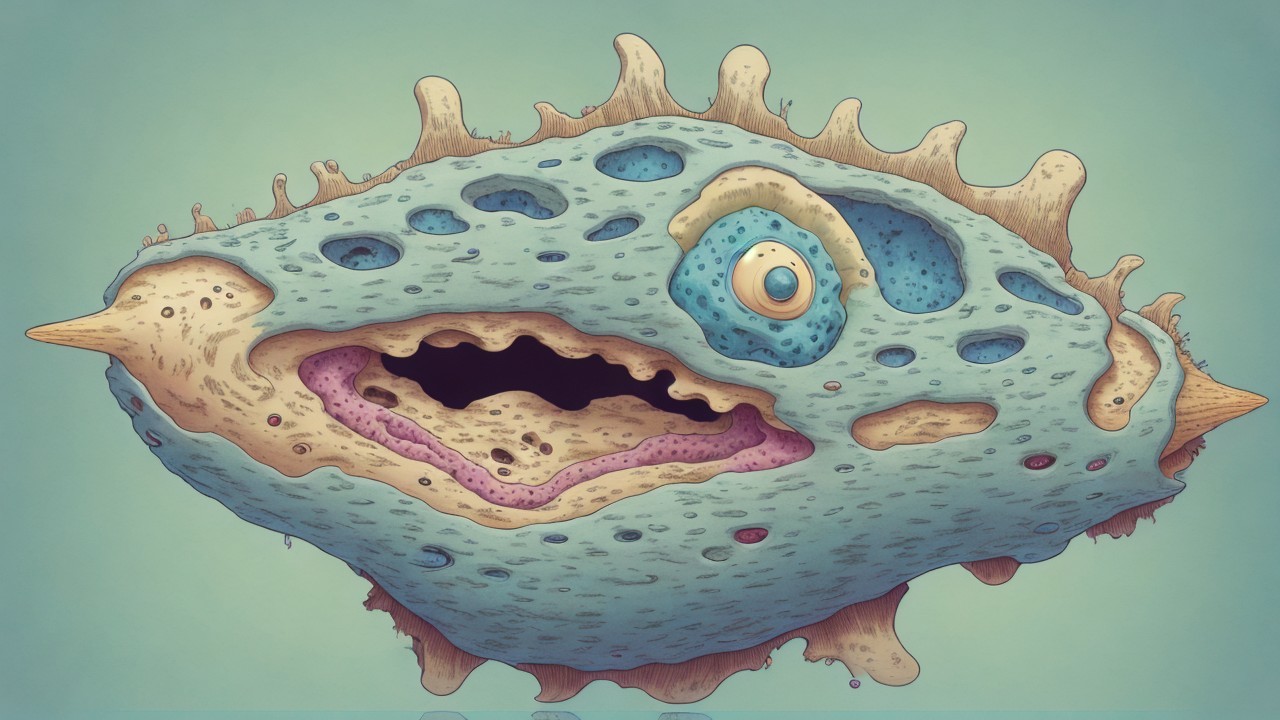 Cartoonish Fish with Textured Blue and Beige Body