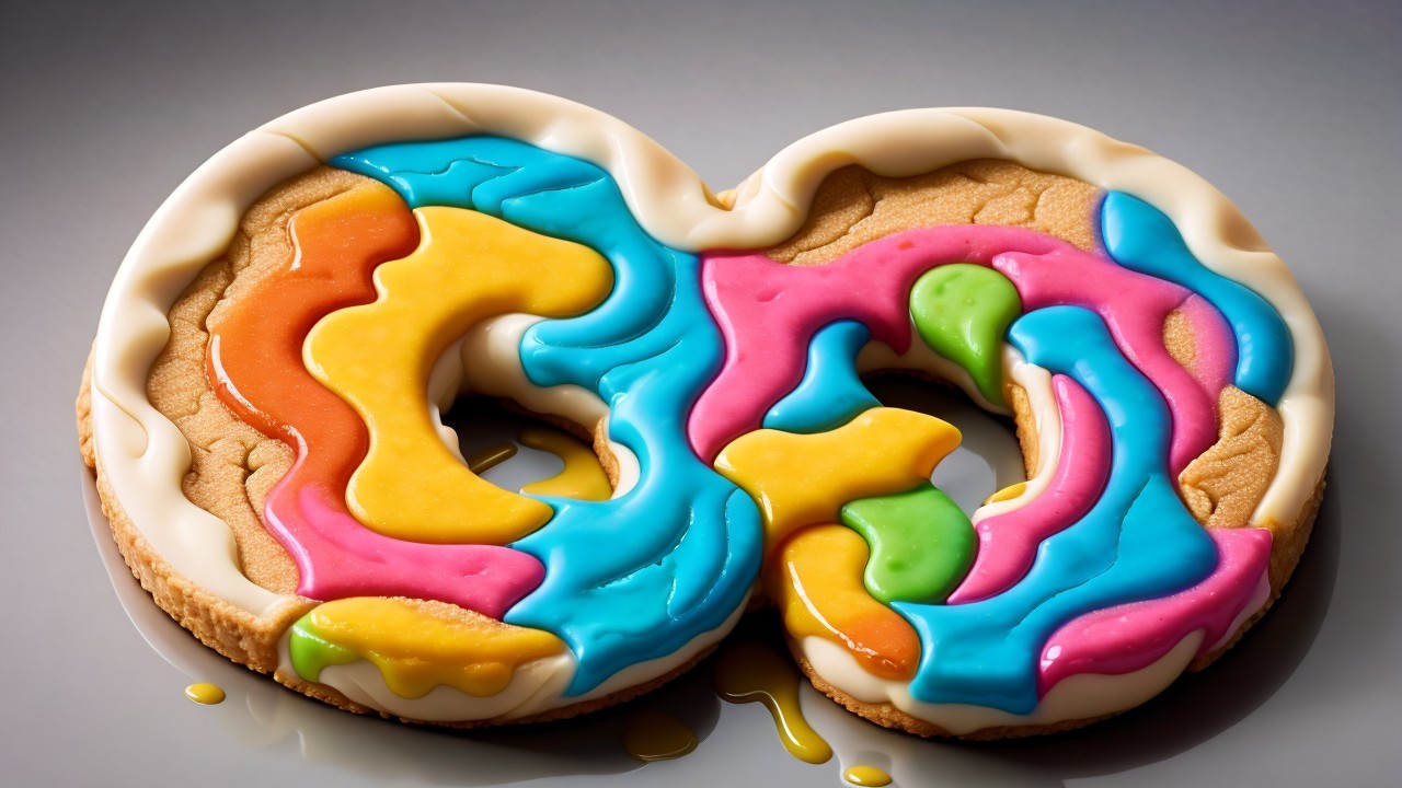 Vibrant Circular Cookie with Colorful Icing Patterns