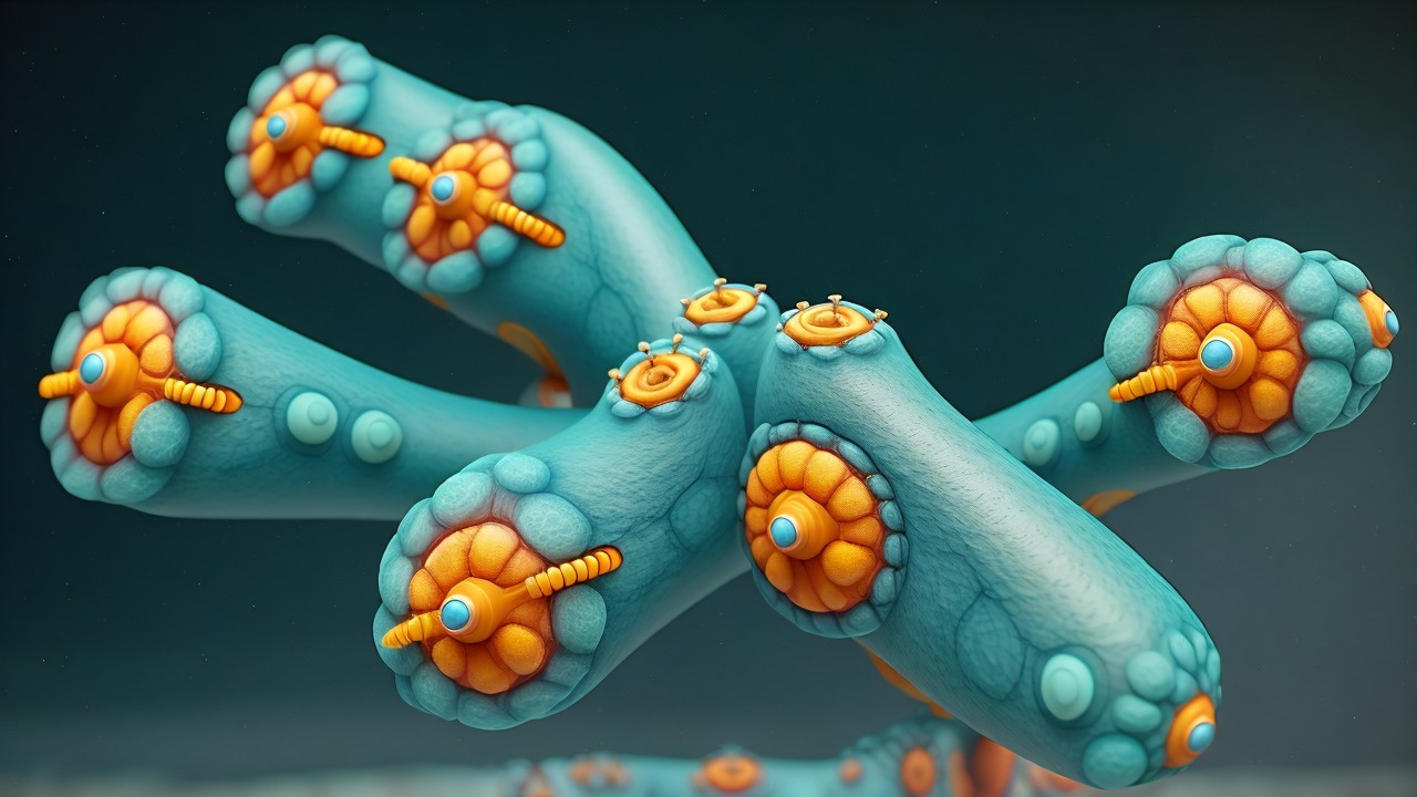 Stylized Microscopic View of Cellular Structure