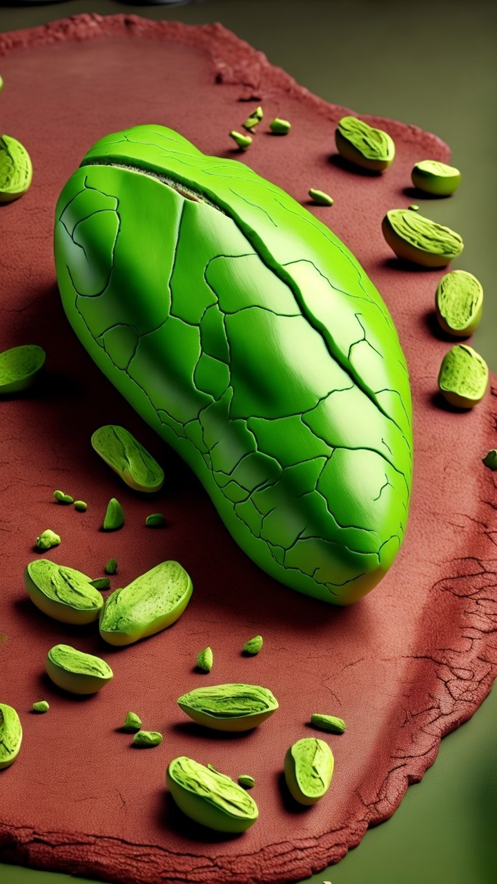 Vibrant Green Mango on Textured Brown Surface