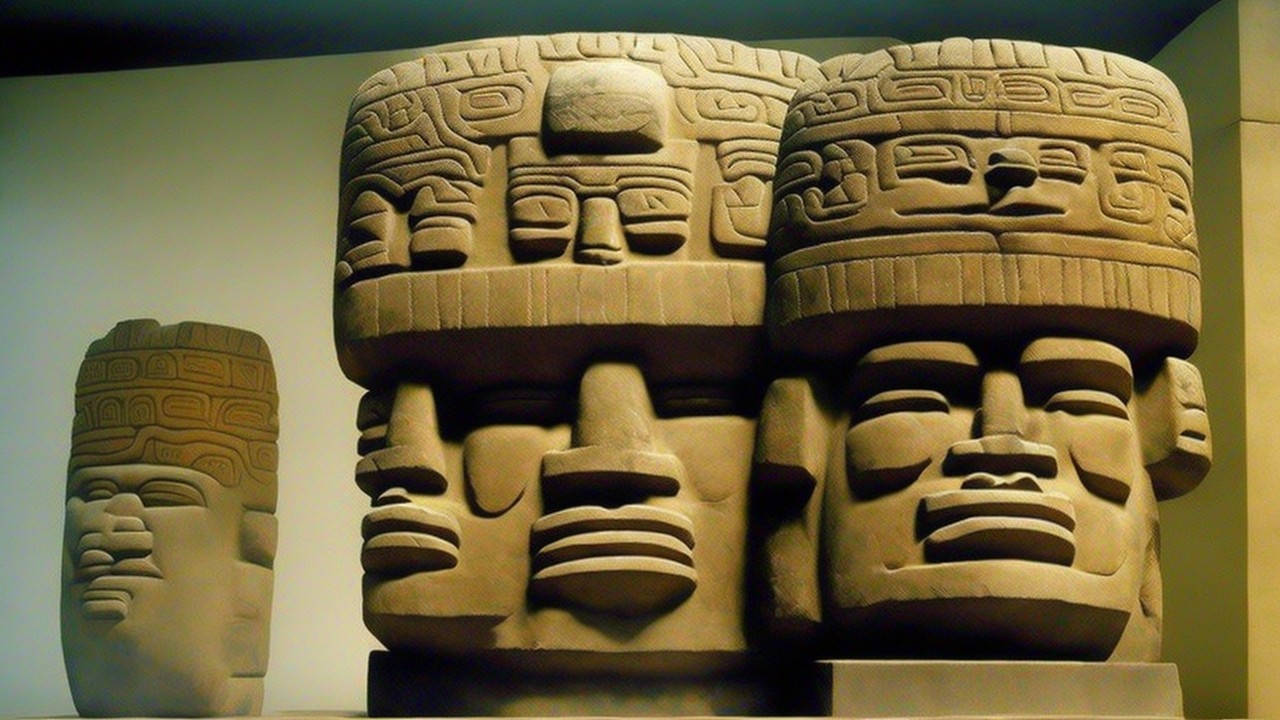 Collection of Large Stone Sculptures of Human Faces
