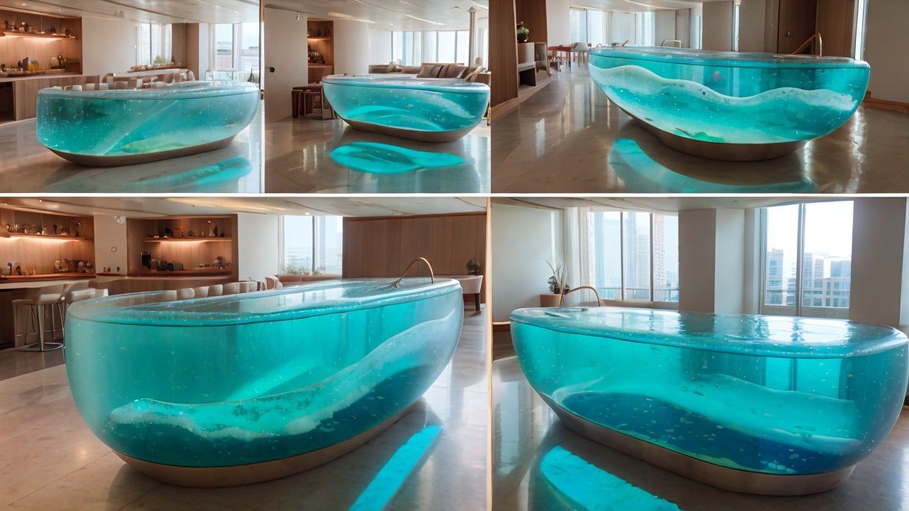 Contemporary Transparent Bathtub in Modern Interior Design