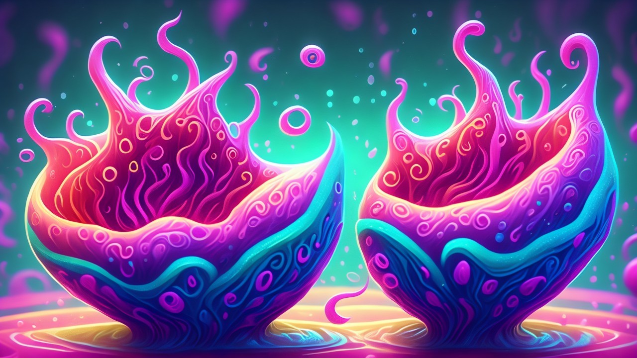 Vibrant Abstract Plants in Mystical Underwater Scene