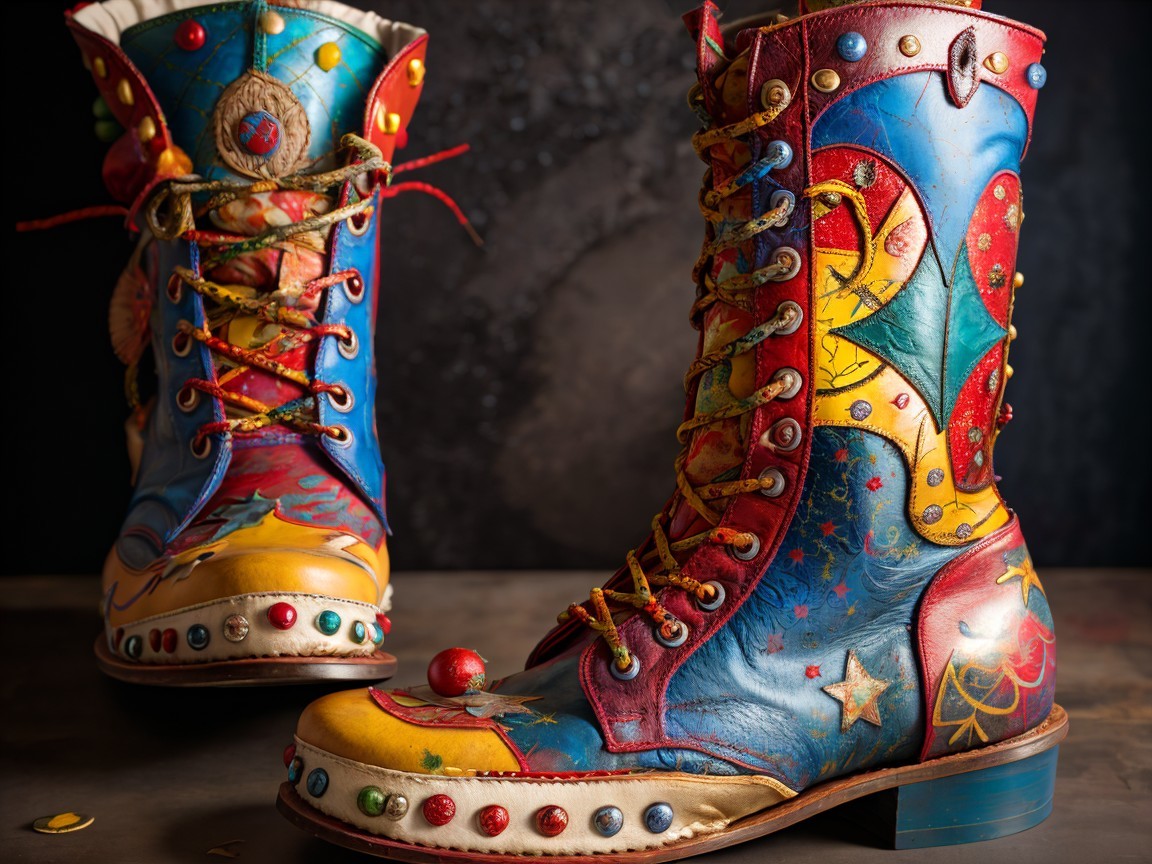 Vibrant Handcrafted Boots with Colorful Designs