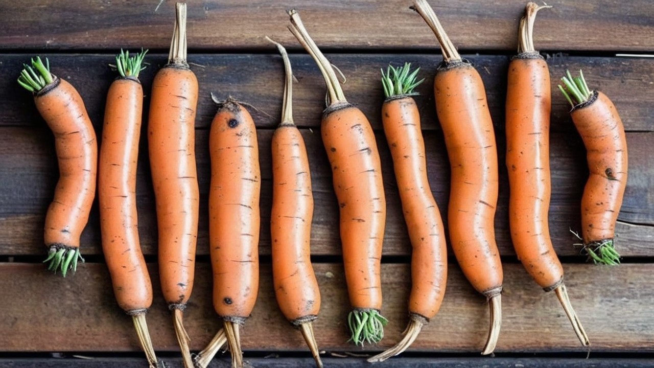 Vibrant Orange Carrots on Rustic Wooden Surface