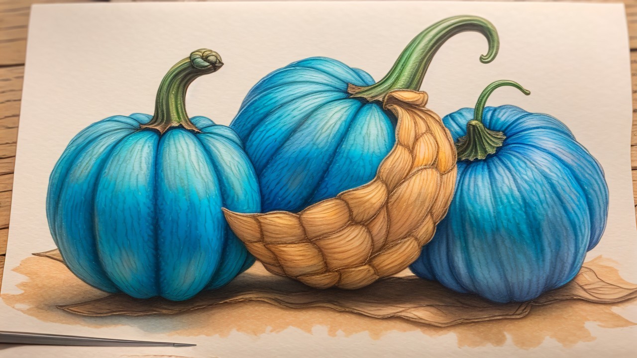 Vividly Colored Pumpkins with Intricate Details