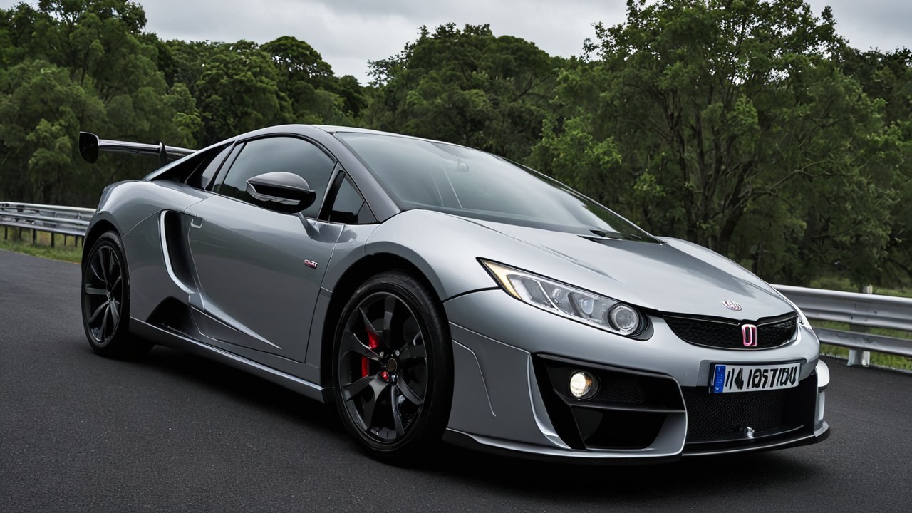 Sleek Silver Sports Car with Aggressive Design Features