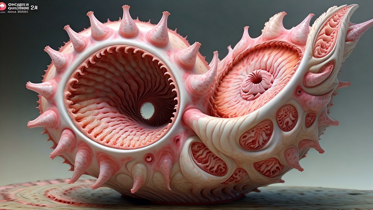 Intricately Designed Spiraled Seashell with Textures