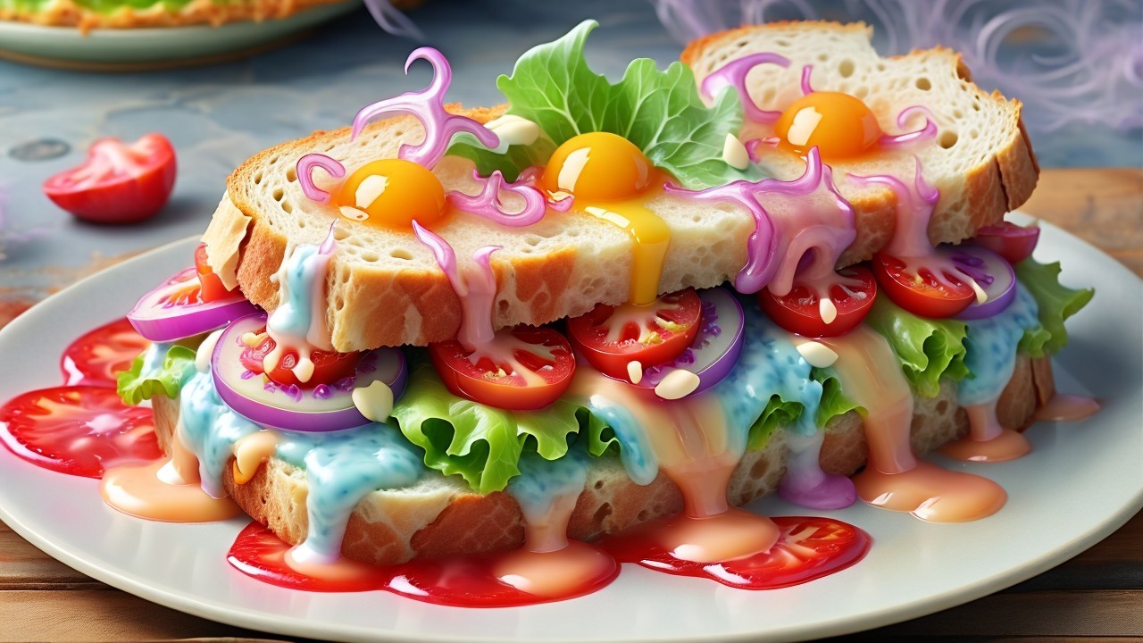 Vibrant Sandwich with Fresh Ingredients and Colors