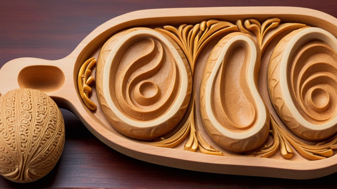 Intricately Designed Wooden Tray with Decorative Egg