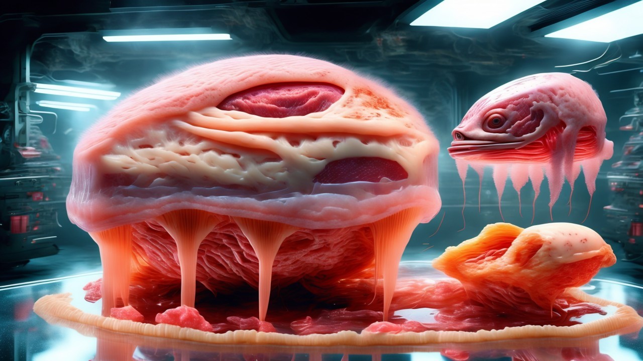 Surreal Futuristic Scene with Gelatinous Structures