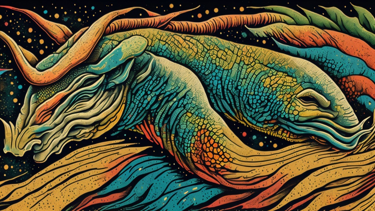 Fantastical Dragon-like Creature in Vibrant Colors