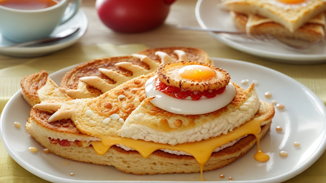Whimsical Breakfast Plate with Fish-Shaped Toast