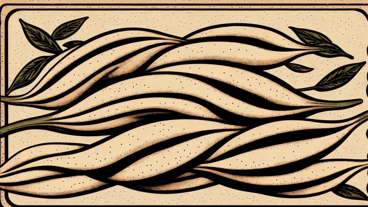 Stylized Illustration of Wavy Bean-Like Shapes