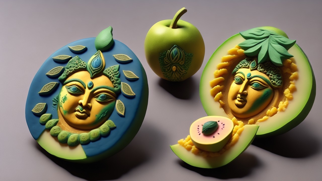 Fruit Sculptures with Feminine Divine Imagery