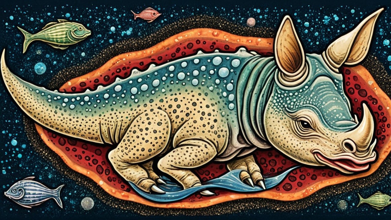 Whimsical Creature with Colorful Textured Skin