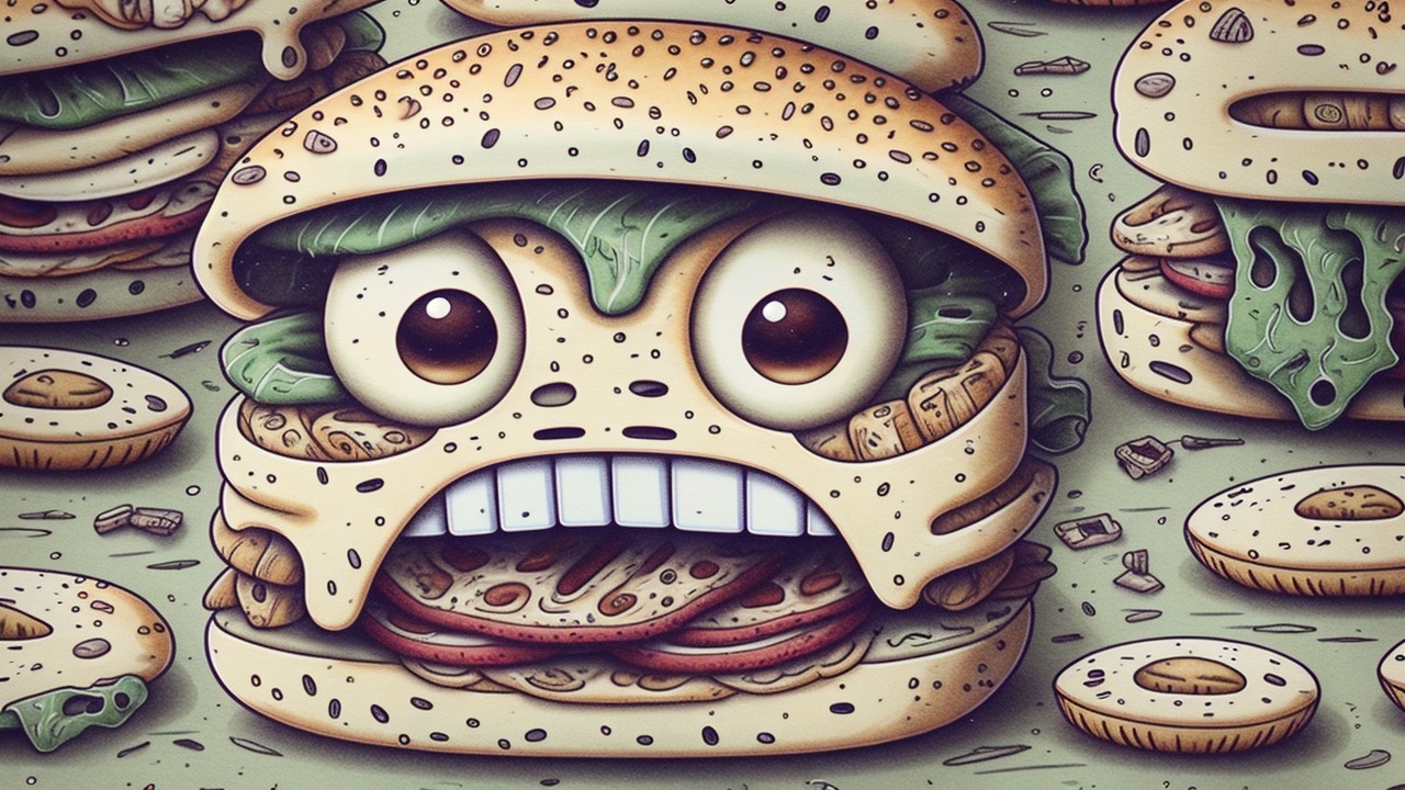 Cartoonish Hamburger Characters with Playful Faces